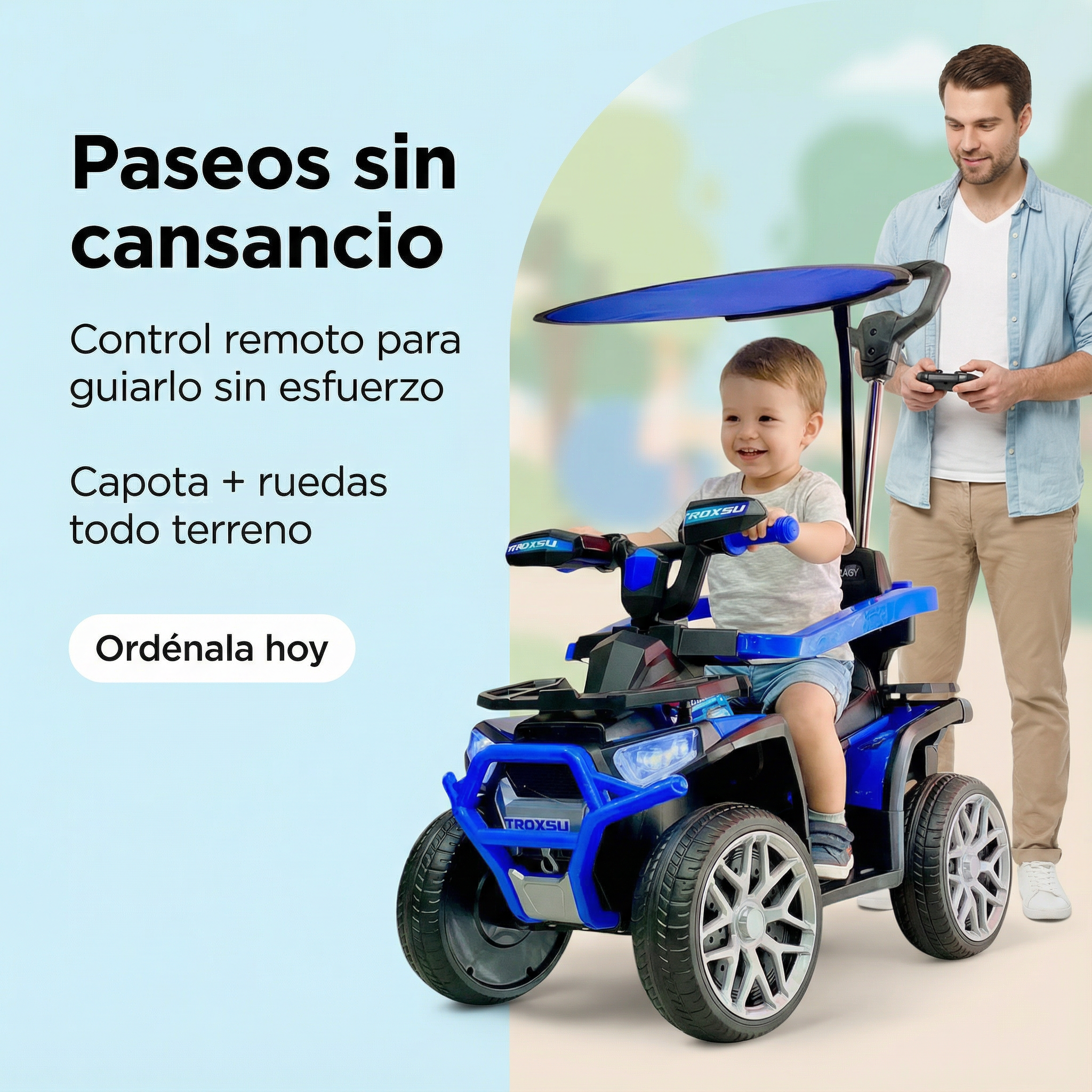 CUATRIMOTO ELECTRICA CON CONTROL Y CARPA