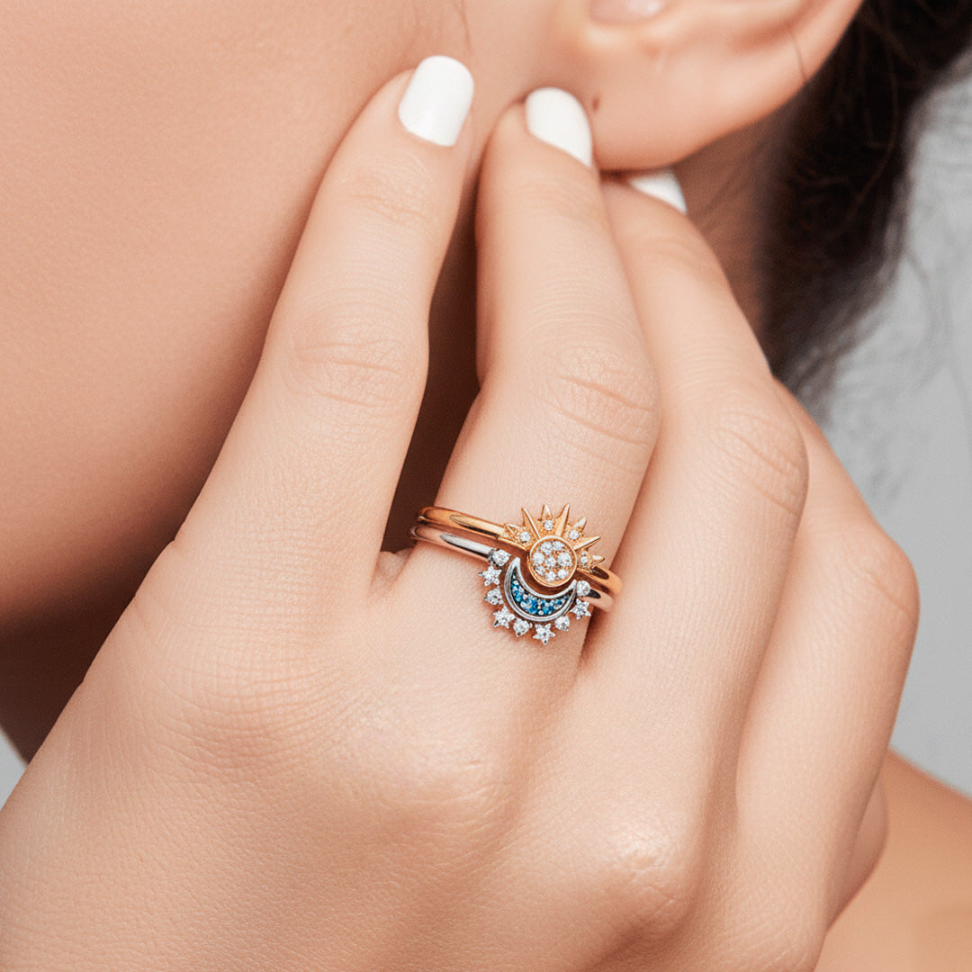 Anillo Duo Sol Y Luna Cajareg