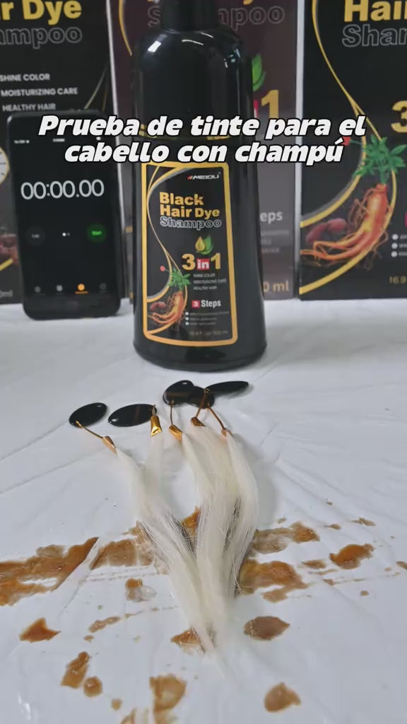 Black Hair Dye Shampoo 3 en 1 – Shampoo Cubre Canas Negro 500 ml