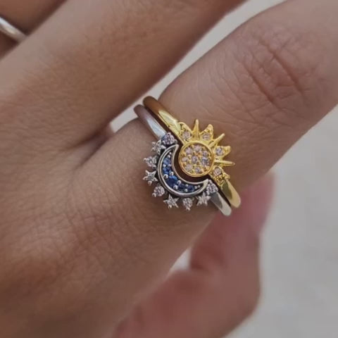 Anillo Duo Sol Y Luna Cajareg