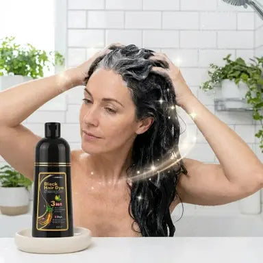 Black Hair Dye Shampoo 3 en 1 – Shampoo Cubre Canas Negro 500 ml